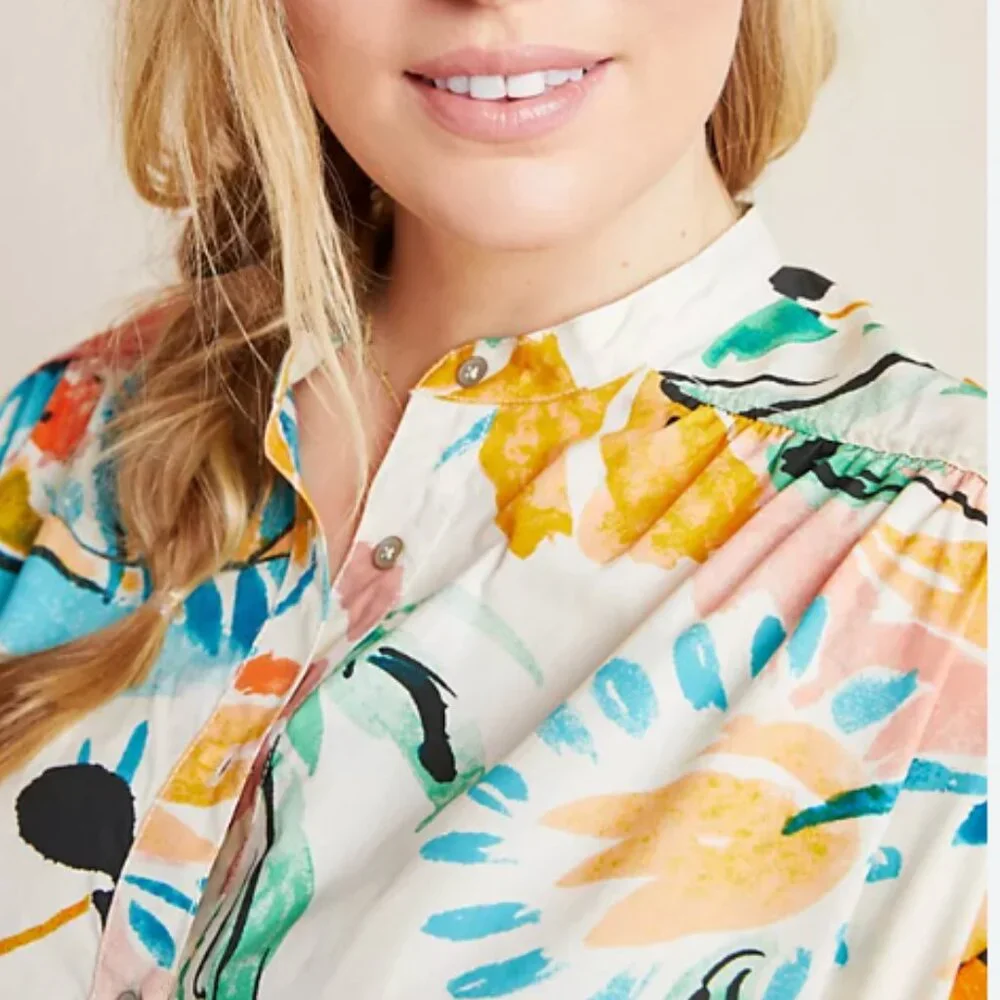 Anthropologie Crisanta Poplin Button Down Cotton Shirt - Picture 4 of 15